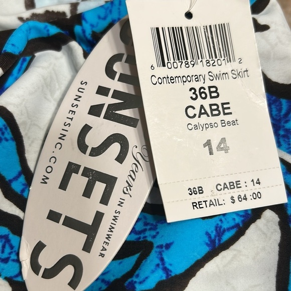 SUNSETS NWT, Swim skirt ,skort, sz 14, floral sea design,blue,white, coastal - Picture 14 of 15